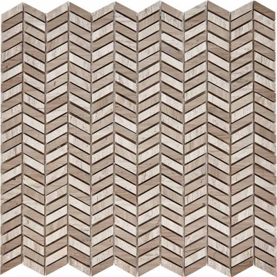 Мозаика PIX288 Shevron White Wooden, Athens Grey из мрамора полированная 27x10 298х307x8