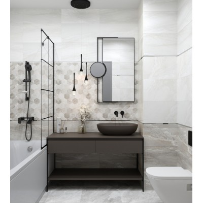 Плитка 0146 Istambul Grey Decor Mat 25x50