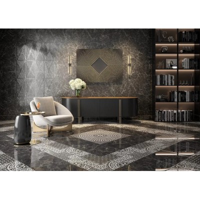 Плитка ID160 Декор Коррер наборный чёрный глянцевый 30x60x0,9