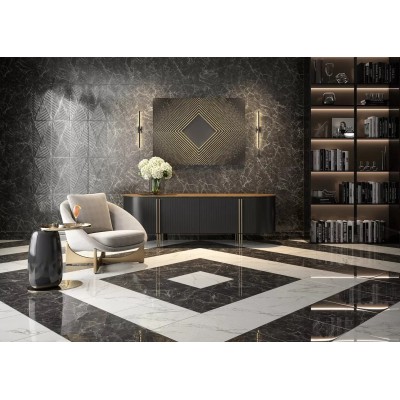 Плитка ID160 Декор Коррер наборный чёрный глянцевый 30x60x0,9