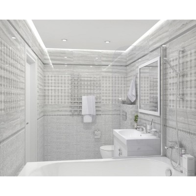 Плитка Декор Glossy серый 20х60