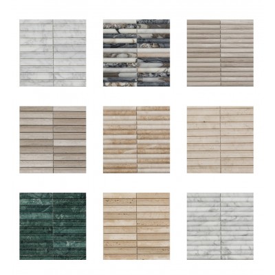 Мозаика PIX347 White Wooden, Concave матовая 30х151 305х318х12