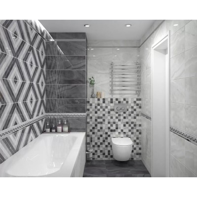 Плитка Декор Prime серый 25х50