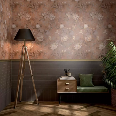 Плитка 11225R Магнолия панель зеленый матовый обрезной 30х60