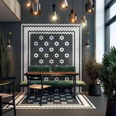 Керамогранит 1333 Агуста черный натуральный (30x40 из 12 частей) R10 9,8х9,8