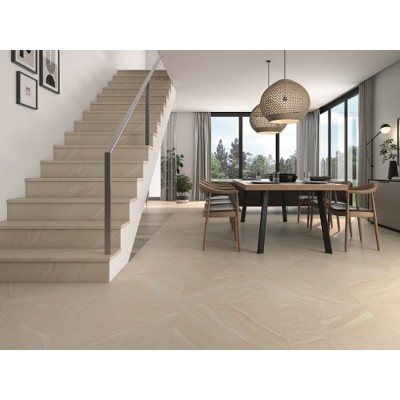 Клинкерная плитка Ступень фронтальная Tibet Smooth Round. Beige 33x120