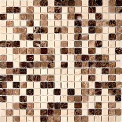 Мозаика PIX268 Emperador Dark, light, Crema Nova из мрамора полированная 15x15 305х305x4
