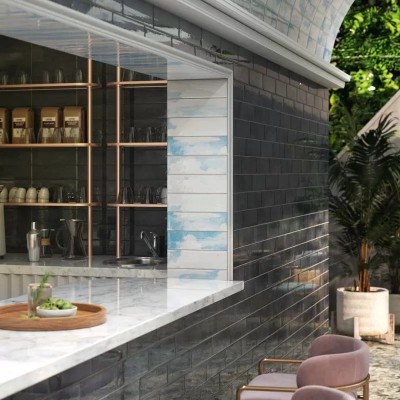 Плитка 9039 Тракай коричневый светлый глянцевый 8.5x28.5