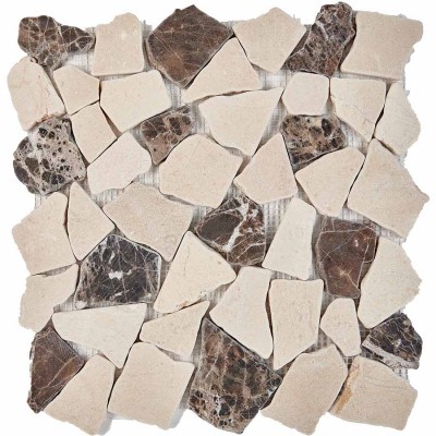Мозаика PIX262 Cream marfil, Dark Imperador из мрамора матовая 305х305x6