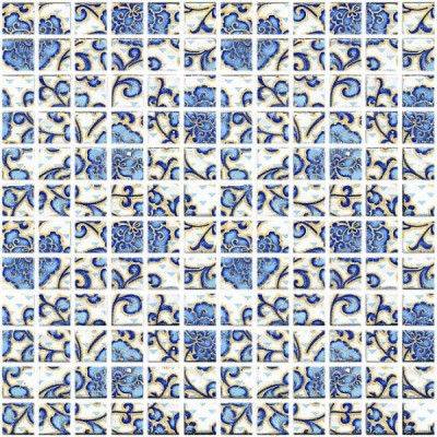 Плитка DT19 Декор Мотив синий 29.8х29.8