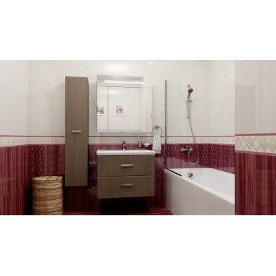 Плитка Бордюр Ампир бордовый 5х50