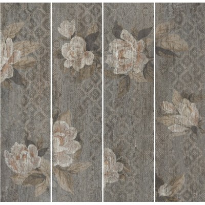 Керамогранит SG704400R Поджио Цветы коричневый обрезной 20х80