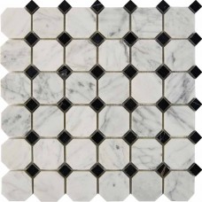 Мозаика PIX209 Bianca Carrara, Nero Marquina из мрамора 48x48 305х305x8