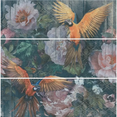 Плитка TG/A08/3x/13000TR Панно Раваль Попугаи матовый обрезной 90x90x0,9