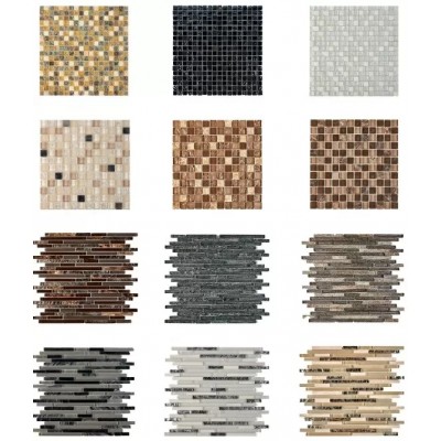 Мозаика PIX721 Мозаика из мрамора и стекла 15x15 300х300x8