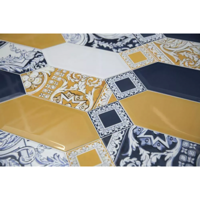 Плитка HGD/B513/35000 Декор Алмаш 2 желтый глянцевый 14х34