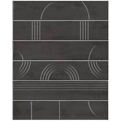 Плитка KMP3STA009RN6X Панно Мажорель чёрный глянцевый (из 6 частей 6х28,5) 36x28,5x1