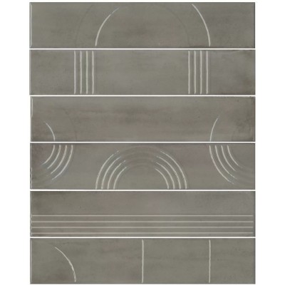 Плитка KMP3STA004RN6X Панно Мажорель серый глянцевый (из 6 частей 6х28,5) 36x28,5x1