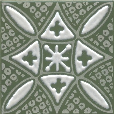 Плитка KMD3STA019GN Декор Бахия 2 зелёный глянцевый 9,8x9,8x0,7