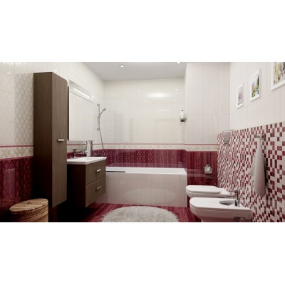 Плитка Бордюр Ампир бордовый 5х50