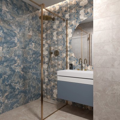 Плитка Вставка Ричмонд D1 синяя 30х60