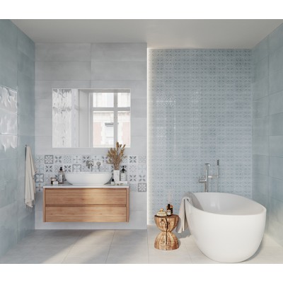 Плитка LBU093D Lissabon рельеф квадраты серый 25x75