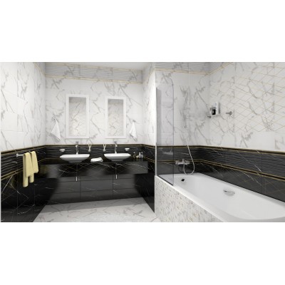 Плитка 1506-0420 Миланезе дизайн Бордюр Римский каррара 3,6х60