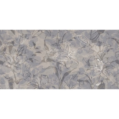 Керамогранит 17551 Floresta цветы синий ректификат 60x120