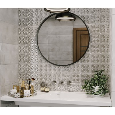 Плитка LBU093D Lissabon рельеф квадраты серый 25x75