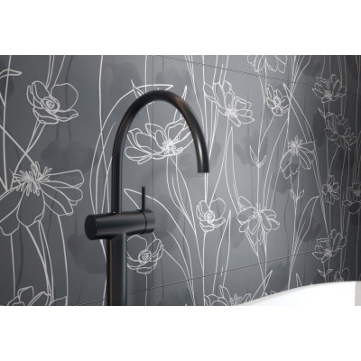 Керамогранит 17551 Floresta цветы синий ректификат 60x120