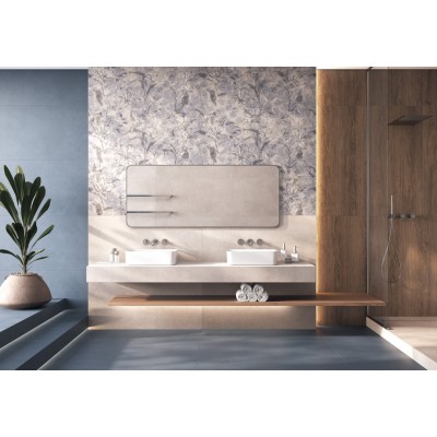 Керамогранит 17551 Floresta цветы синий ректификат 60x120