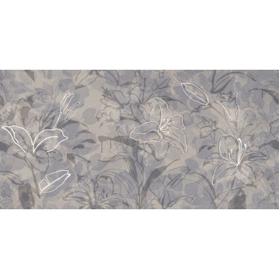 Керамогранит 17551 Floresta цветы синий ректификат 60x120