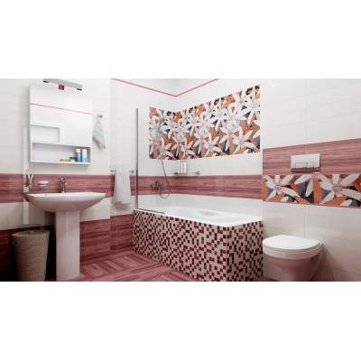 Плитка Декор Апрель бордовый-1 25х50