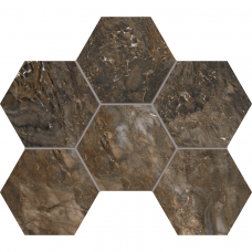 Мозаика BR04 Bernini Hexagon Dark Brown Мозаика полированная 25x28,5