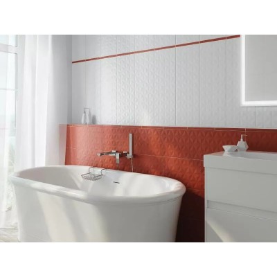 Плитка 12120R Диагональ красный структура обрезной 25x75