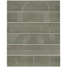 Плитка KMP3STA003RN6X Панно Мажорель зелёный глянцевый (из 6 частей 6х28,5) 36x28,5x1