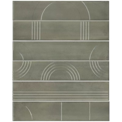 Плитка KMP3STA003RN6X Панно Мажорель зелёный глянцевый (из 6 частей 6х28,5) 36x28,5x1