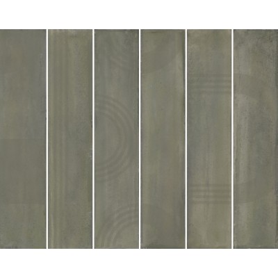 Плитка KMP3STA003RN6X Панно Мажорель зелёный глянцевый (из 6 частей 6х28,5) 36x28,5x1