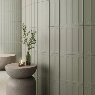 Плитка KM26370 Медина 2 зелёный матовый структура 6x28,5x1