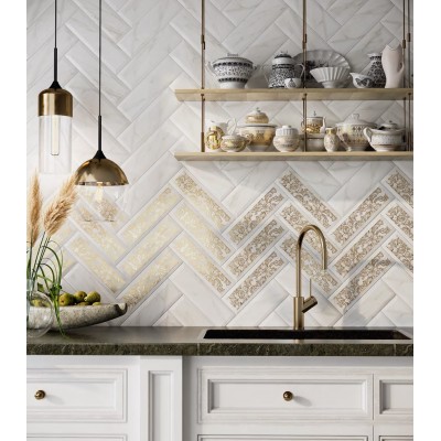 Плитка 9034 Дорато белый грань 8.5*28.5