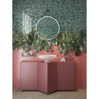 Плитка SFC001 Декор Сантана 2 структура зеленый темный глянцевый 15х15