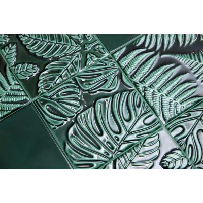 Плитка SFB001 Декор Сантана 1 структура зеленый темный глянцевый 15х15