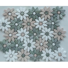 Мозаика PIX351 Thite,Jet Green,Pink Rose сетка 325х290x8