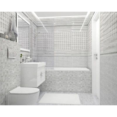 Мозаика MM11188 Декор Glossy мозаичный серый 20х60