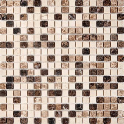 Мозаика PIX271 Emperador Dark, light, Crema Nova из мрамора матовая 15x15 305х305x4