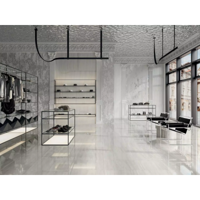 Плитка SPA047R Бордюр Белем серый светлый глянцевый обрезной 30х2,5