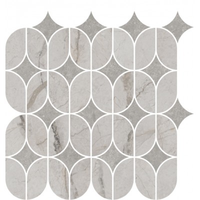 Плитка KMD2HID004BR Декор Ифран наборный серый светлый глянцевый обрезной 30x32,5x0,9