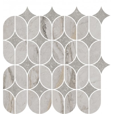 Плитка KMD2HID004BR Декор Ифран наборный серый светлый глянцевый обрезной 30x32,5x0,9