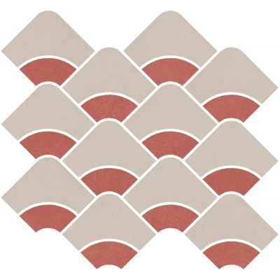 Мозаика KMD2HID010BR Декор Таделакт наборный серый светлый, красный матовый обрезной 30x28x0,9