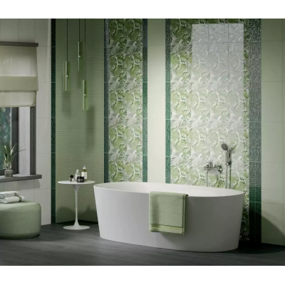 Плитка MM6409 Декор Левада мозаичный зеленый светлый глянцевый 25х40